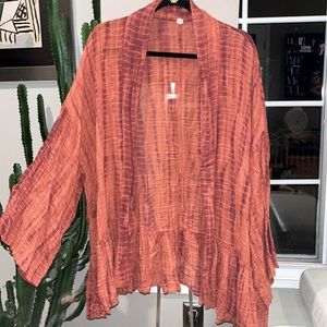 Free People One Tie Dye Gauze Cardigan/Wrap with tie
